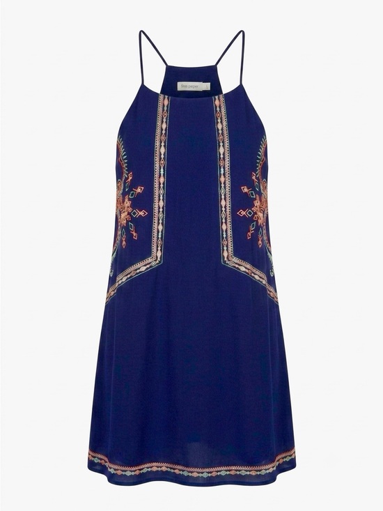 Blu Pepper Dresses & Skirts - BLU PEPPER Sleeveless Navy Blue Embroidered Boho Mini Dress Cottagecore S